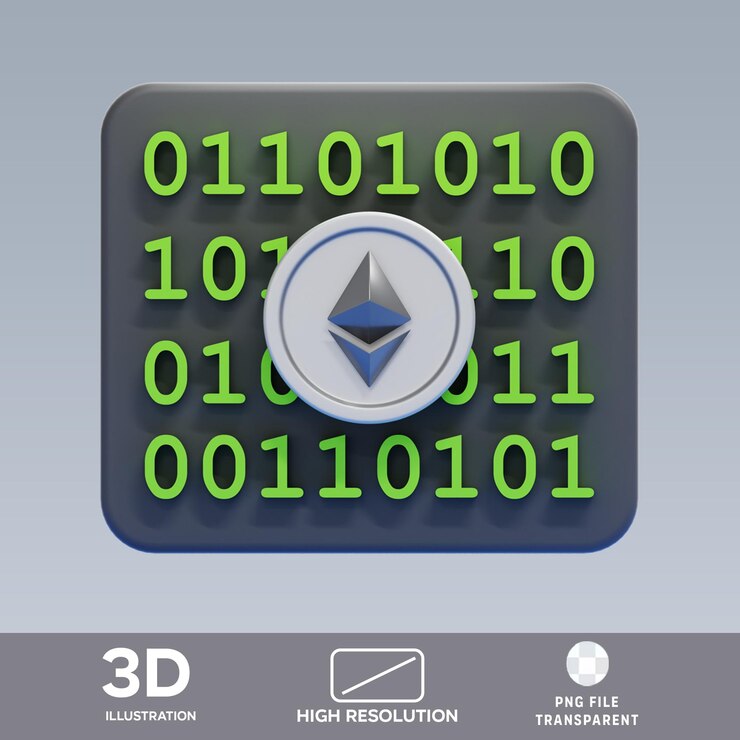 PSD psd nft binary code 3d illustration