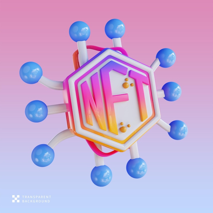 PSD psd nft blockchain 3d illustration
