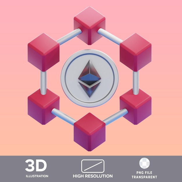 PSD nft blockchain ilustracja 3D