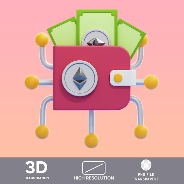 PSD nft digital wallet 3D Illustration
