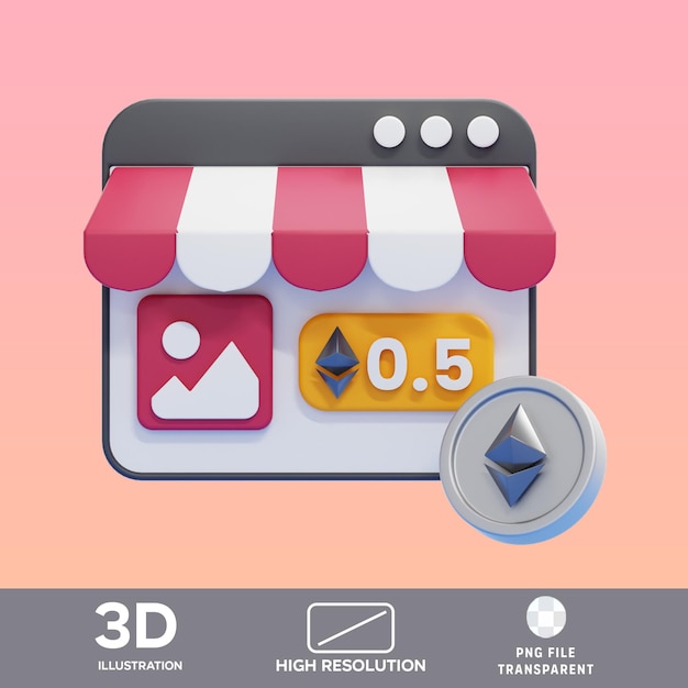 PSD nft marketplace 3D Illustration