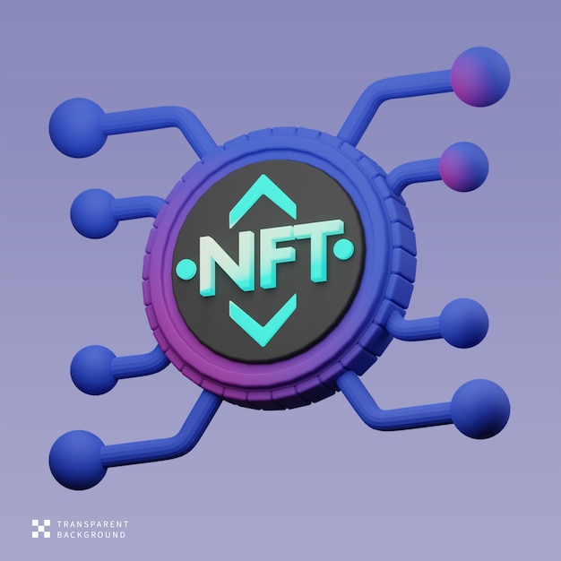 PSD NFT 네트워크 3D 일러스트레이션