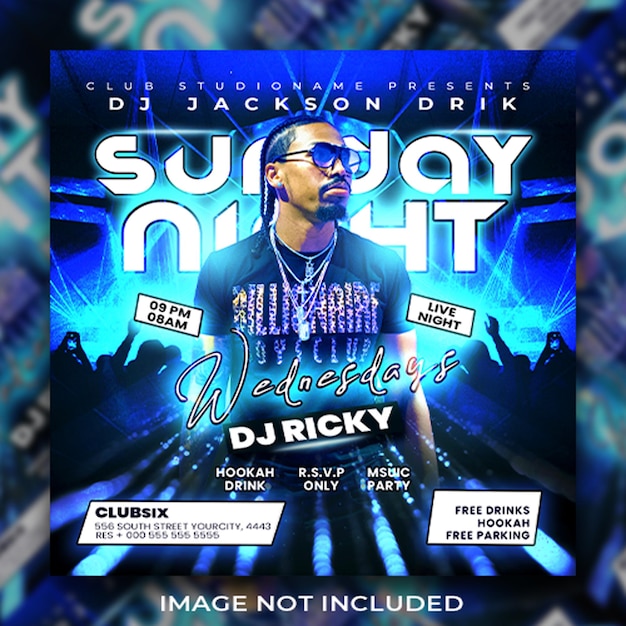 PSD psd night club dj party flyer social media post template