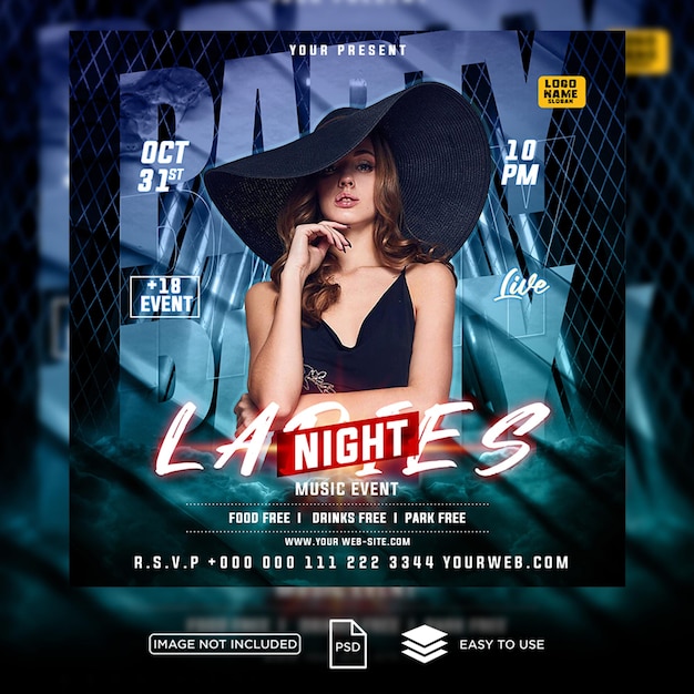 PSD psd night club party design flyer template