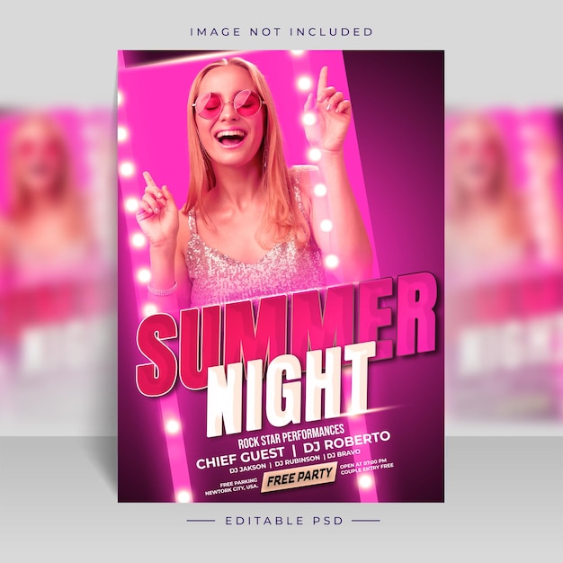 PSD psd night club party flyer summer template free download