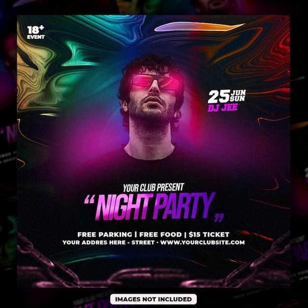 Psd night party flyer sjabloon premium ontwerp