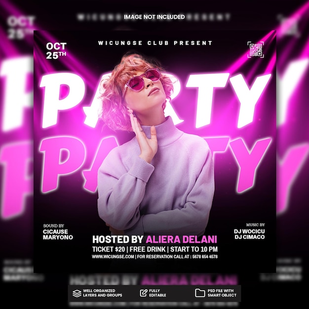 PSD night party flyer template