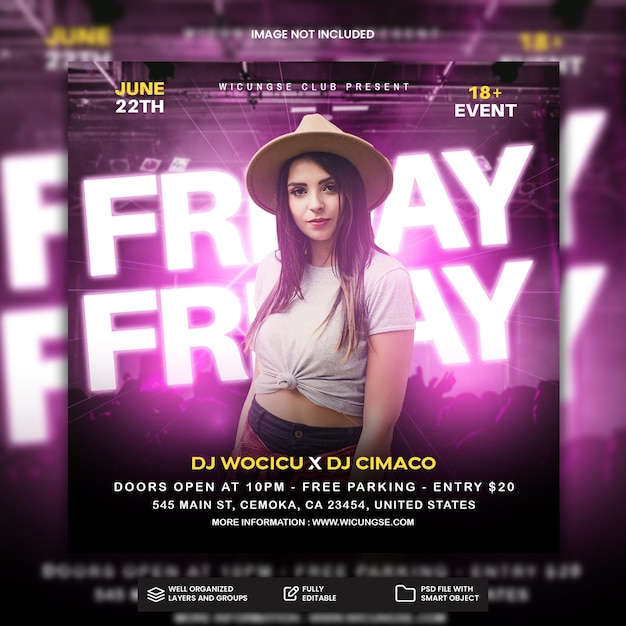 Psd night party flyer template