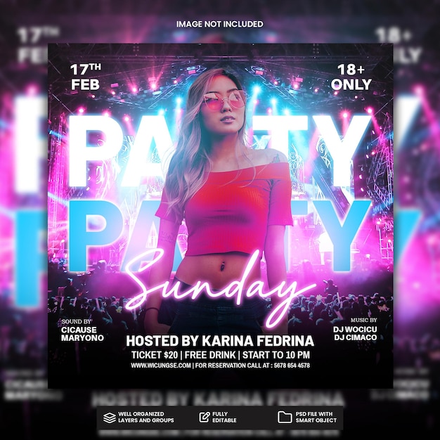 PSD night party flyer template