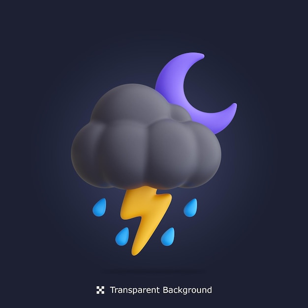 PSD psd night thunderstorm 3d icon