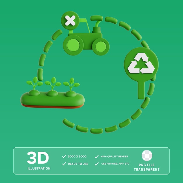 PSD no till сельское хозяйство 3D иллюстрация