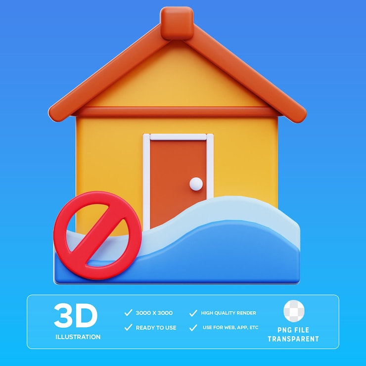 PSD psd no flooding 3d illustration