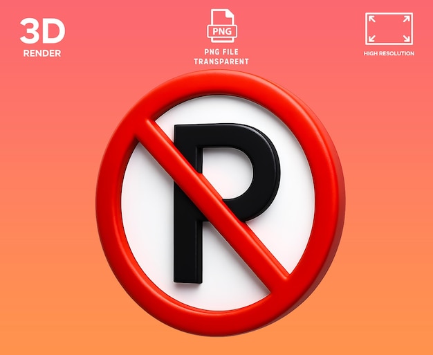 PSD No Parking 3D 일러스트레이션