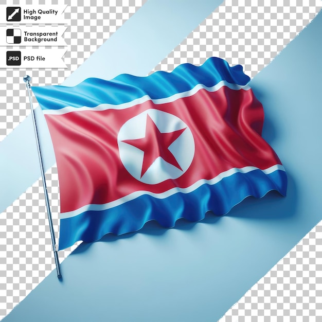 PSD Флаг северной кореи на прозрачном фоне с редактируемым слоем маски