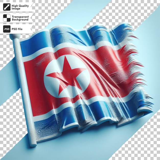 PSD 편집 가능한 마스크 계층으로 투명한 배경에 북한 국기를 흔들고 있는 psd