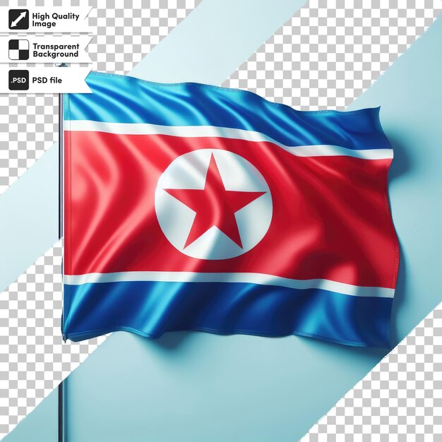 PSD psd north korea country flag waving on transparent background with editable mask layer