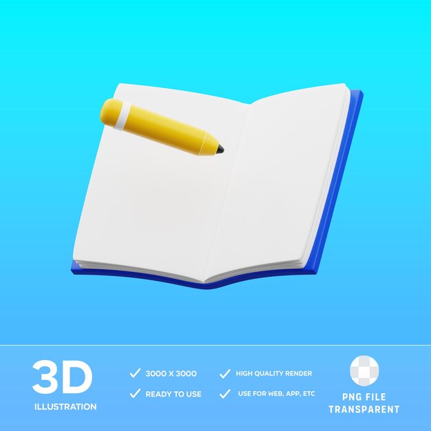 PSD Note Book 3D Illustration