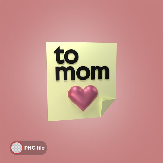 PSD psd note mother day illustration 3d