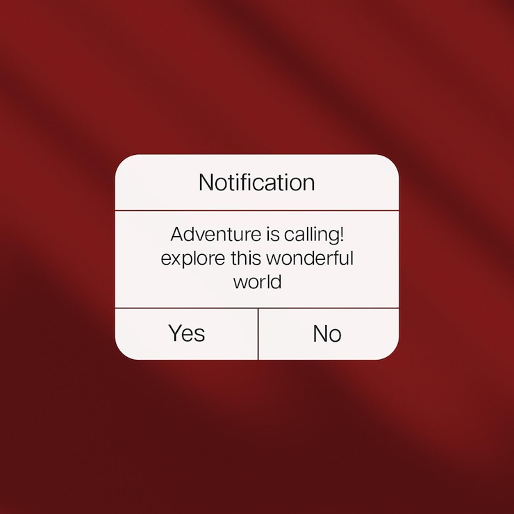 PSD psd notification on maroon wall background instagram post template