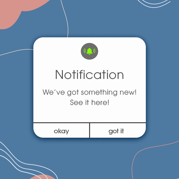 PSD psd notification with bloob and blue background instagram post template