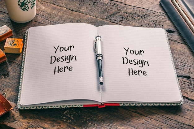 PSD-notitieboeken mockup op achtergrond Realistische mockup