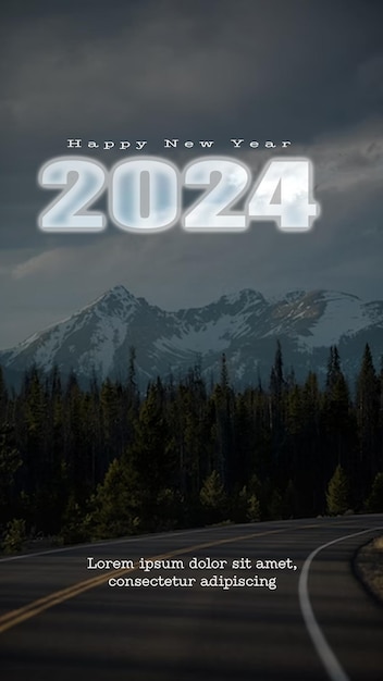 Psd Nowy Rok 2024 Social Media Story Post Design W Drodze Natura Efekt Niebieskiego światła