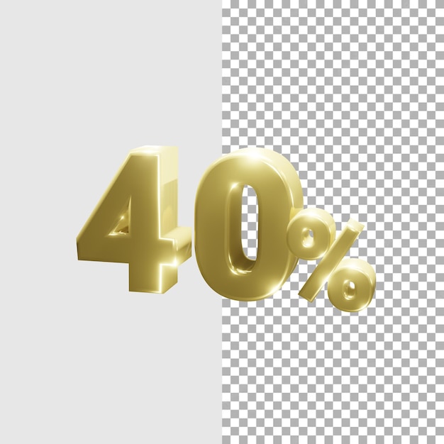 Psd number 40 3d rendered image with transparent background