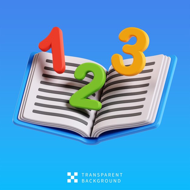 psd number book 3d illustration