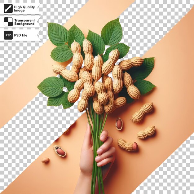 Psd nuts and leafs on transparent background