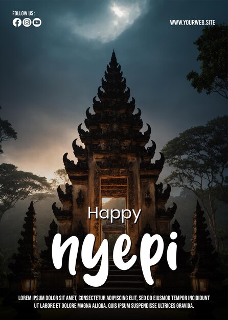 Psd nyepi day hindu bali poster template