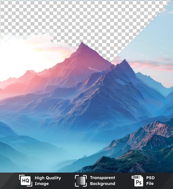 PSD psd obraz malowniczy wschód słońca w wysokich górach alp generatywny ai