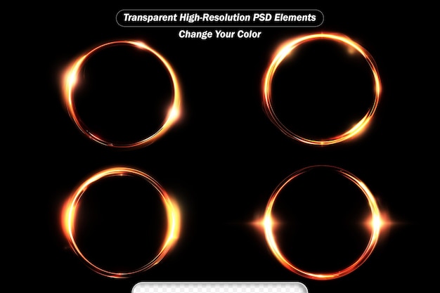 PSD psd obrotowy krąg neonowy w kolorze złotym świetliwy pierścień