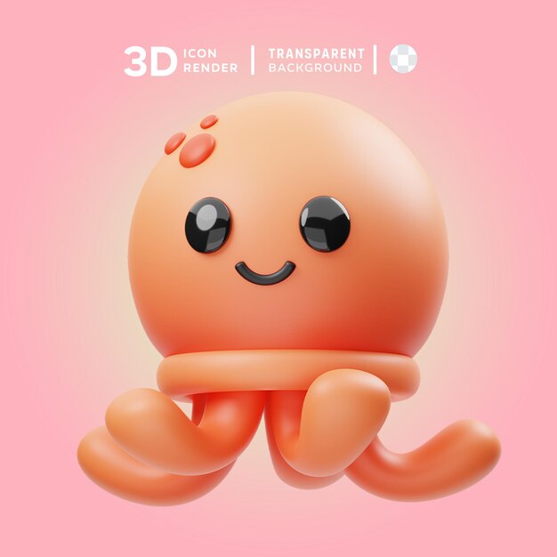 Psd octopus 3d illustration