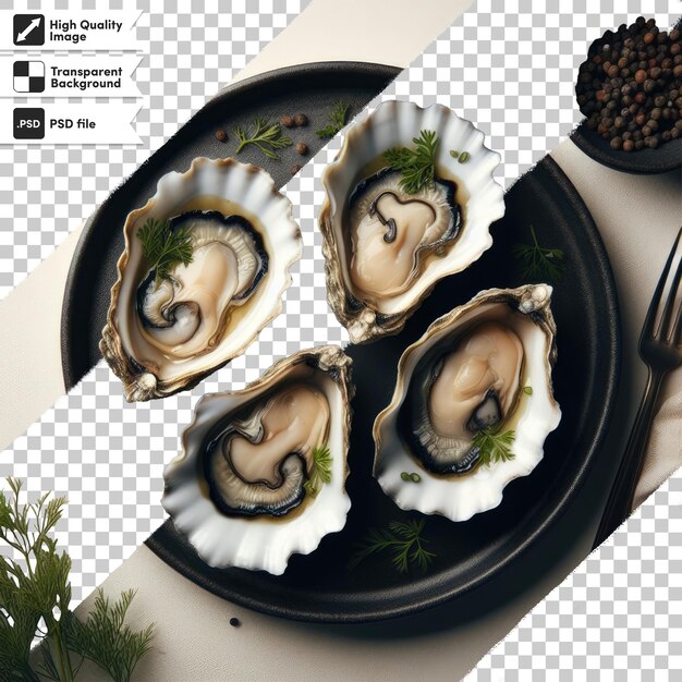 PSD psd-oesters met citroen op doorzichtige achtergrond met bewerkbare maskerlaag