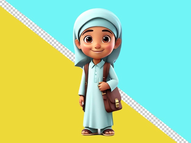 PSD 3dカートゥーンキャラクター イスラム教徒の子供