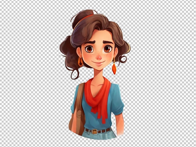 PSD 透明な背景のスペインの女の子の3d漫画キャラクターのpsd