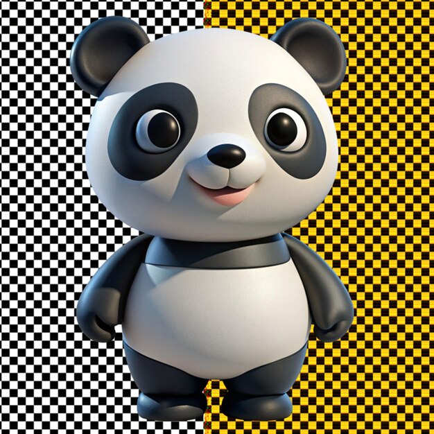 PSD psd 3d рендеринга пластикового мультфильма панды на прозрачном фоне