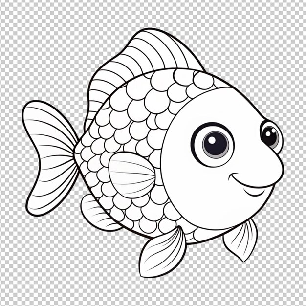 PSD 透明な背景の可愛い魚のカラーページのpsd