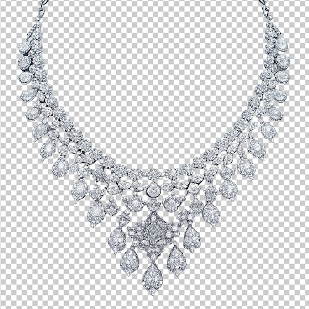 透明な背景のダイヤモンドのネックレス