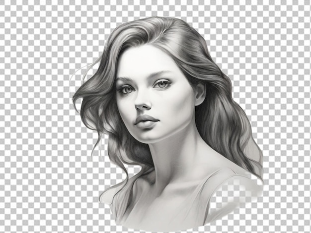 筆で絵を描く女性のpsd