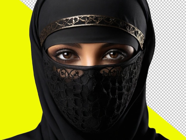 PSD Фото женщины в хиджабе на прозрачном фоне