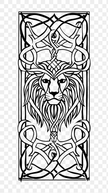 PSD psd of celtic knot frame art with lion and shield decorations borde cnc frame tattoo art concept