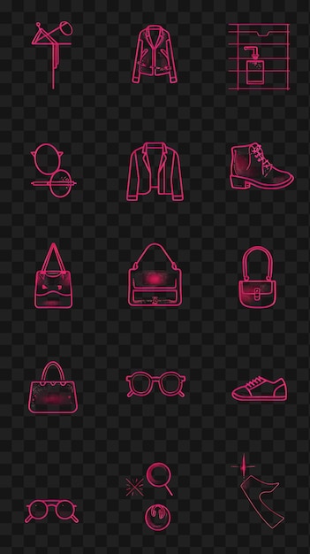 Psd коллекции икон моды с 16-битным пиксельным арканом y2k прозрачная футболка web