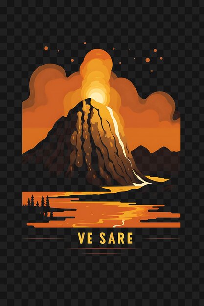 PSD psd of geyser in a volcanic landscape vibrant orange and black colo template clipart tattoo design (psd geyser w krajobrazie wulkanicznym)