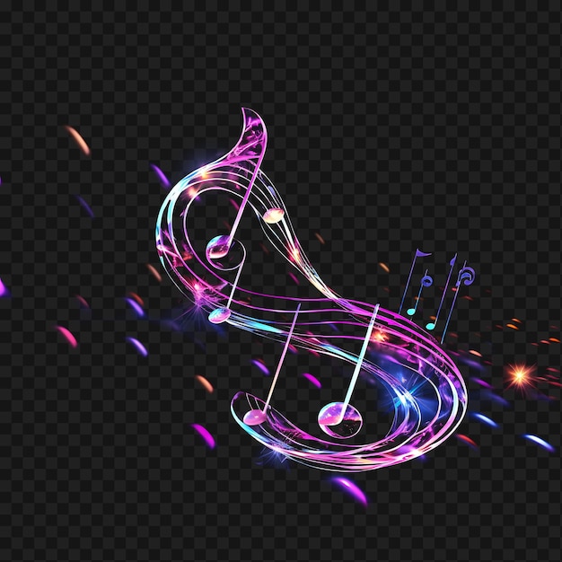 Psd of music note vibrant purple spiral neon lines music note decor transparante schone glow effecten