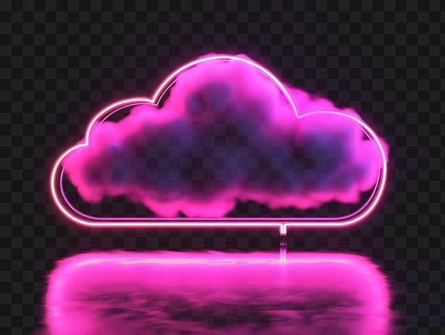 PSD ネオン・フレックス・サイン (neon flex sign) 雲の形をしたボード (cloud shaped board) 気まぐれなフレーム (wizard frame) 透明で隔離されたy2kアート (y2k art)