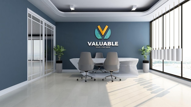 PSD psd office front desk wall logo mockup