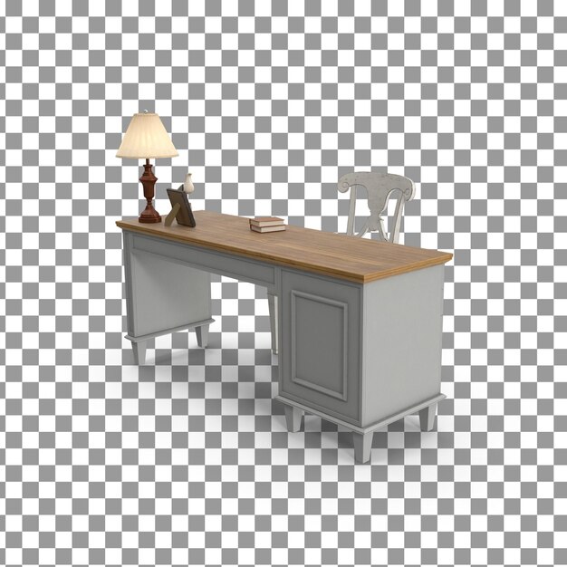 PSD psd office table set isolated on transparent background