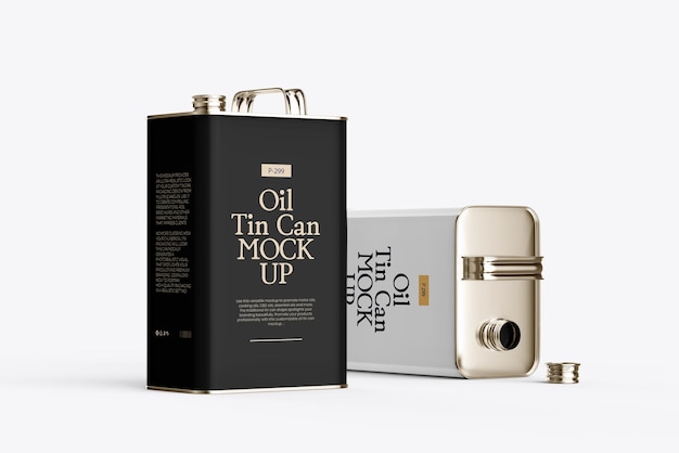 PSD psd oil tin cans mockup for presentation