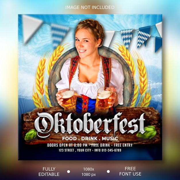 PSD psd oktoberfest sociale media promotie vierkante spandoeksjabloon